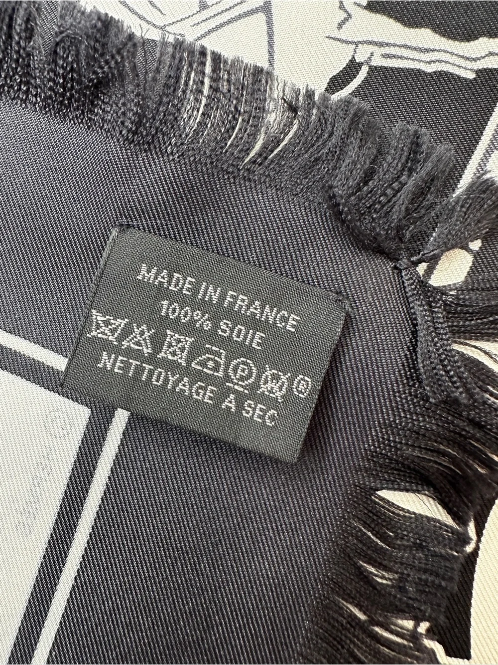 Hermes Ex-Libris fringed scarf 80